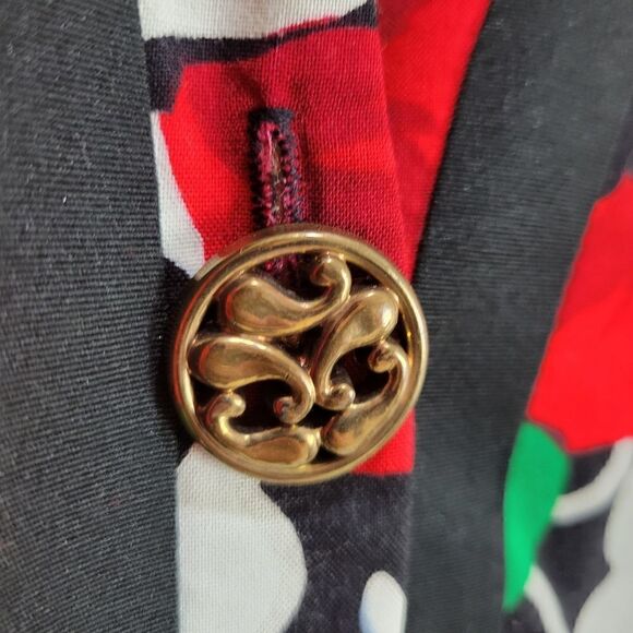 VintageāBoldāDaffodilsĀ andāPoppiesāButtonedāBlouse - Picture 6 of 11